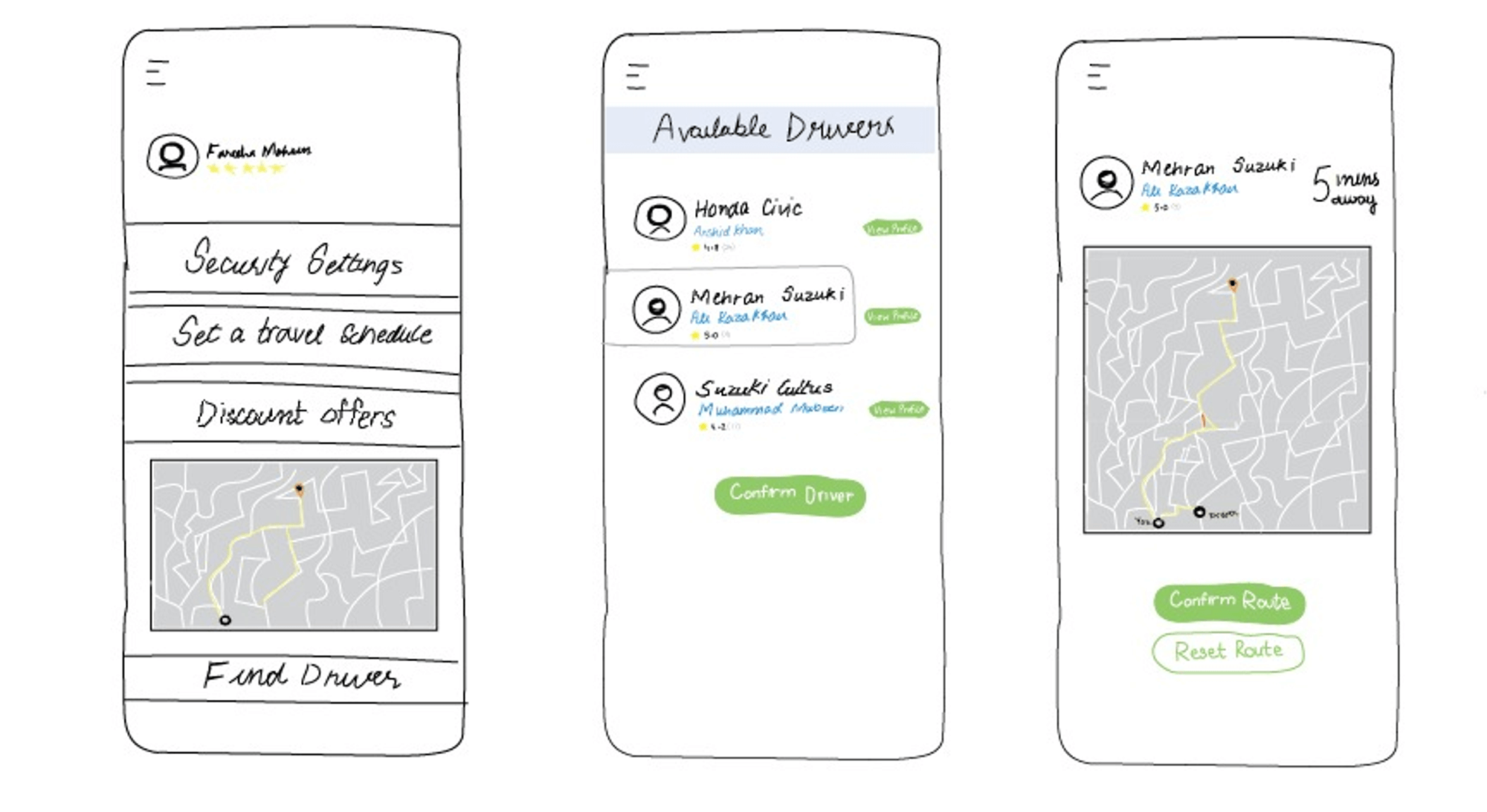 Carpool App Design for Optimized Routes Feature